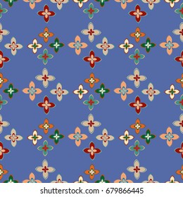 New simple abstract geometric seamless pattern with flower for background. Geometric backdrop with flower silhouette.