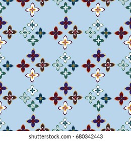 New simple abstract geometric seamless pattern with flower for background. Geometric backdrop with flower silhouette.