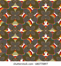 New simple abstract geometric seamless pattern with flower for background. Geometric backdrop with flower silhouette.