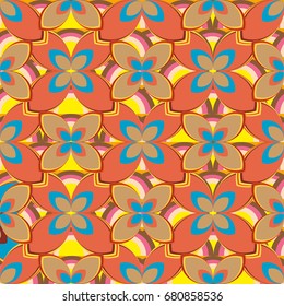 New simple abstract geometric seamless pattern with flower for background. Geometric backdrop with flower silhouette.