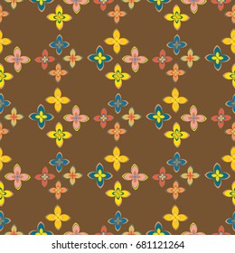 New simple abstract geometric seamless pattern with flower for background. Geometric backdrop with flower silhouette.