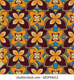 New simple abstract geometric seamless pattern with flower for background. Geometric backdrop with flower silhouette.