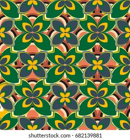 New simple abstract geometric seamless pattern with flower for background. Geometric backdrop with flower silhouette.