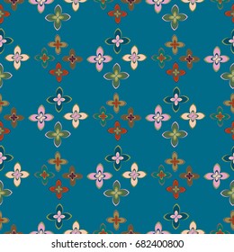 New simple abstract geometric seamless pattern with flower for background. Geometric backdrop with flower silhouette.