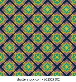 New simple abstract geometric seamless pattern with flower for background. Geometric backdrop with flower silhouette.