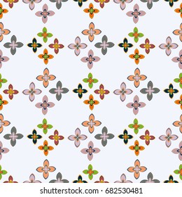 New simple abstract geometric seamless pattern with flower for background. Geometric backdrop with flower silhouette.