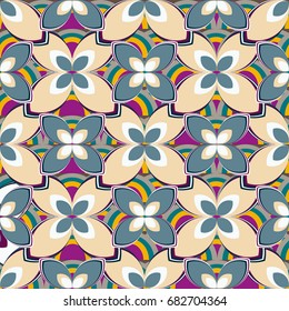 New simple abstract geometric seamless pattern with flower for background. Geometric backdrop with flower silhouette.