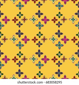 New simple abstract geometric seamless pattern with flower for background. Geometric backdrop with flower silhouette.