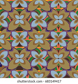 New simple abstract geometric seamless pattern with flower for background. Geometric backdrop with flower silhouette.