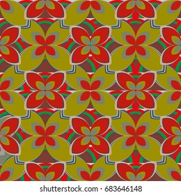New simple abstract geometric seamless pattern with flower for background. Geometric backdrop with flower silhouette.