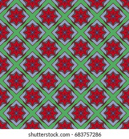 New simple abstract geometric seamless pattern with flower for background. Geometric backdrop with flower silhouette.