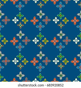 New simple abstract geometric seamless pattern with flower for background. Geometric backdrop with flower silhouette.