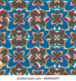 New simple abstract geometric seamless pattern with flower for background. Geometric backdrop with flower silhouette.