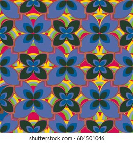 New simple abstract geometric seamless pattern with flower for background. Geometric backdrop with flower silhouette.