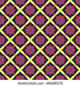 New simple abstract geometric seamless pattern with flower for background. Geometric backdrop with flower silhouette.