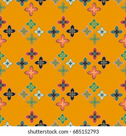New simple abstract geometric seamless pattern with flower for background. Geometric backdrop with flower silhouette.