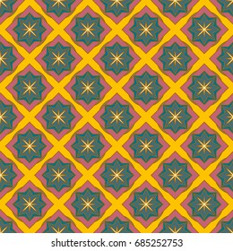 New simple abstract geometric seamless pattern with flower for background. Geometric backdrop with flower silhouette.