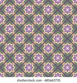 New simple abstract geometric seamless pattern with flower for background. Geometric backdrop with flower silhouette.