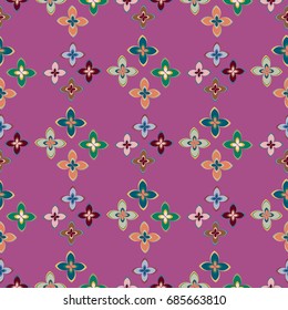 New simple abstract geometric seamless pattern with flower for background. Geometric backdrop with flower silhouette.