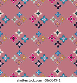 New simple abstract geometric seamless pattern with flower for background. Geometric backdrop with flower silhouette.