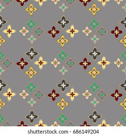 New simple abstract geometric seamless pattern with flower for background. Geometric backdrop with flower silhouette.