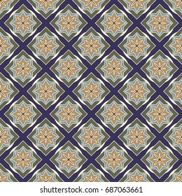 New simple abstract geometric seamless pattern with flower for background. Geometric backdrop with flower silhouette.