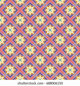 New simple abstract geometric seamless pattern with flower for background. Geometric backdrop with flower silhouette.