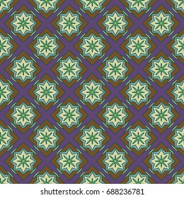 New simple abstract geometric seamless pattern with flower for background. Geometric backdrop with flower silhouette.