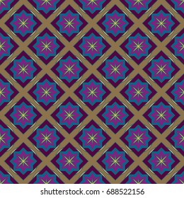 New simple abstract geometric seamless pattern with flower for background. Geometric backdrop with flower silhouette.