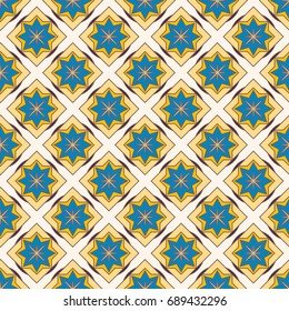 New simple abstract geometric seamless pattern with flower for background. Geometric backdrop with flower silhouette.