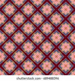 New simple abstract geometric seamless pattern with flower for background. Geometric backdrop with flower silhouette.