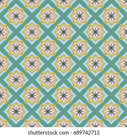 New simple abstract geometric seamless pattern with flower for background. Geometric backdrop with flower silhouette.