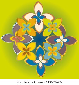 New simple colored geometric flower wreath pattern.