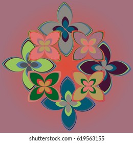 New simple colored geometric flower wreath pattern.
