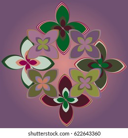 New simple colored geometric flower wreath pattern.