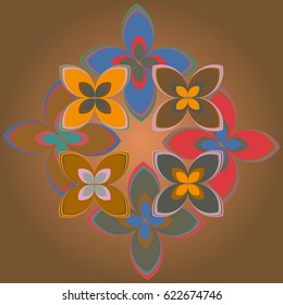 New simple colored geometric flower wreath pattern.
