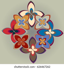 New simple colored geometric flower wreath pattern.