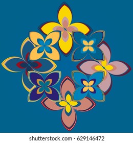 New simple colored geometric flower wreath pattern.