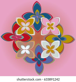 New simple colored geometric flower wreath pattern.
