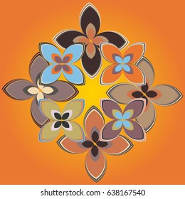 New simple colored geometric flower wreath pattern.