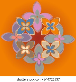New simple colored geometric flower wreath pattern.