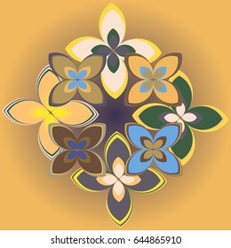 New simple colored geometric flower wreath pattern.