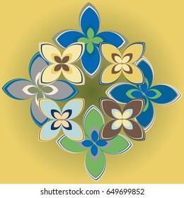 New simple colored geometric flower wreath pattern.