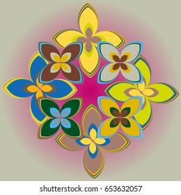 New simple colored geometric flower wreath pattern.