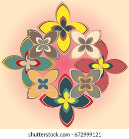 New simple colored geometric flower wreath pattern.