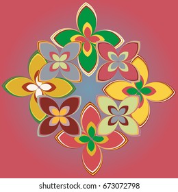 New simple colored geometric flower wreath pattern.