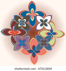 New simple colored geometric flower wreath pattern.