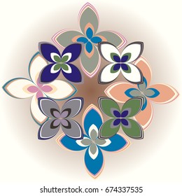 New simple colored geometric flower wreath pattern.