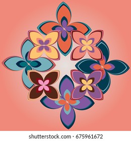 New simple colored geometric flower wreath pattern.