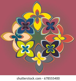 New simple colored geometric flower wreath pattern.